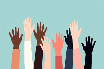 Fototapeta premium Hands rising finger people celebration.