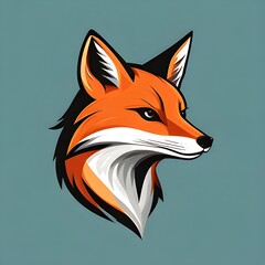 Obraz premium Stylized Orange Fox Head Portrait Against a Teal Backdrop