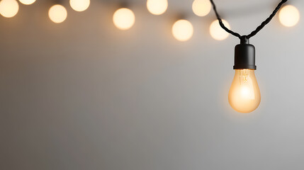 A string of glowing lights adds warmth to any space. A single bulb shines brightly, creating a cozy and inviting ambiance for gatherings or quiet evenings.