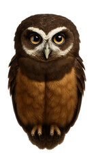 Obraz premium Dark brown owl featuring distinctive white feathered 