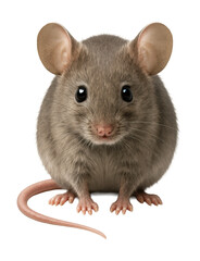 Obraz premium House mouse with big ears, pink tail, and gray-brown fur.