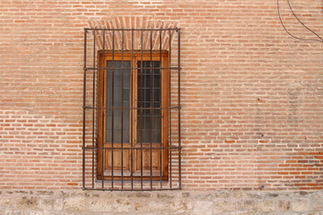 Wooden doors and windows in Alcala (Alcalá de Henares), Madrid, summer — UNESCO World Heritage