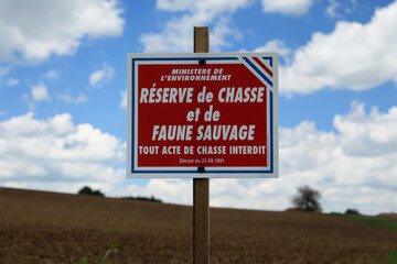 Panneau de réserve de chasse et de faune sauvage