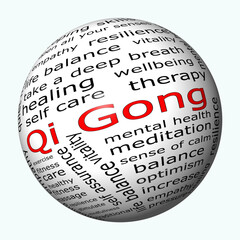 Qi Gong Wordcloud - 3D illustration
