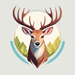 Cerf stylisé isolé symbole faune canadienne