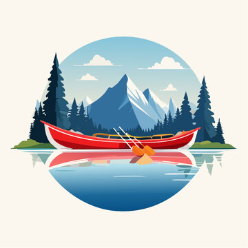 Illustration design plat de cano&euml; rouge moderne