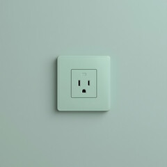 Soft Green Electrical Outlet on White Wall 3D