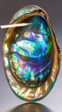 Iridescent Paua Shell Interior with Swirling Blue Green and Purple Hues