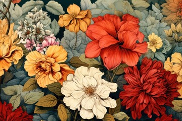 Fototapeta premium Vintage flower pattern petal plant.
