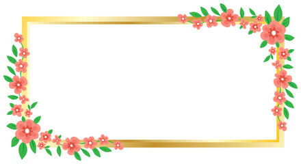 Obraz premium Gold frame with elegant floral decoration on white background