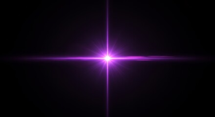 Bright Purple Lens Flare Effect on Black Background.