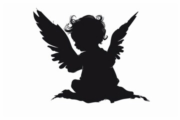 Fototapeta premium Baby angel silhouette clip art stencil person human.