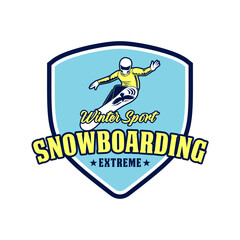 Snowboarding extreme winter sport logo emblem vector design