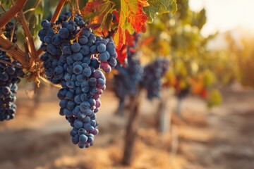 Vineyard Israel. Beauty of Autumn on a Countryside Farm with Fresh Grapes in Fields