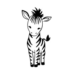 Obraz premium Zebra. Zebra simple black and white line art vector logo