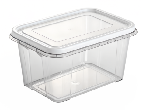 Empty Rectangular Transparent Plastic Food Storage Container with Lid