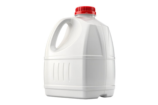 One Gallon White Plastic Milk Jug Container with Red Cap - Powered by Adobe