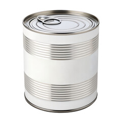Cylindrical Metal Food Can with Blank White Label Mockup