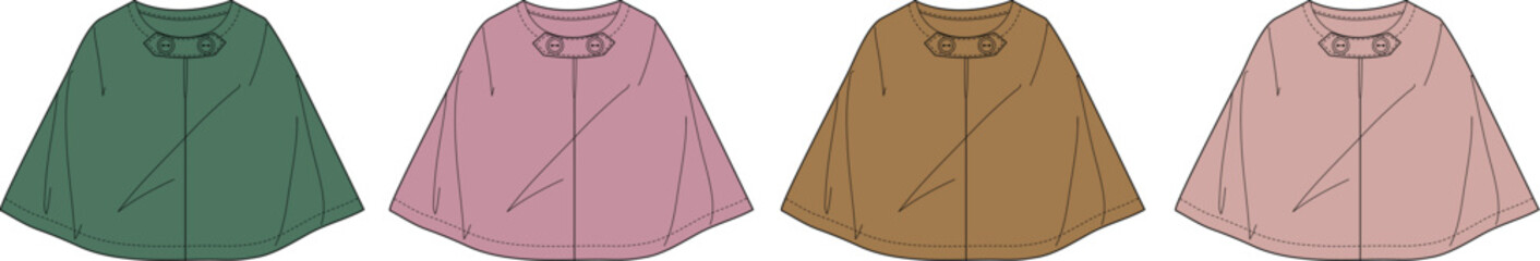 Fashionable Vector Illustration of Elegant Cloaks in Various Colors and Styles for Design Projects
