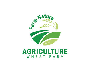 agriculture logo creative design concept wheat farm nature organic