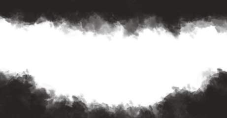 Abstract black watercolor ink blot frame isolated on transparent background for creative design