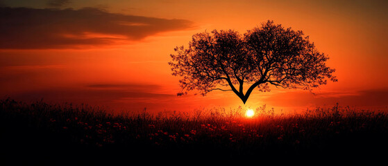 A tree against the backdrop of a sunset with the sun shining through its branches.
Perfect for postcard designs, backgrounds for meditation apps, articles about nature and relaxation.