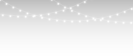 png isolated christmas garland with glowing bulbs