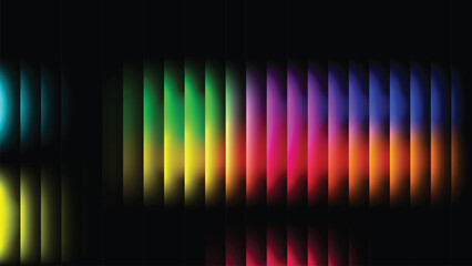 Vibrant rainbow stripes of light on a dark background