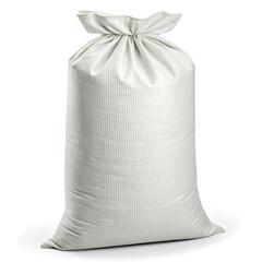 white woven polypropylene sack or bag  filled with material isolated on transparent background