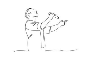 Simple continuous line draw of all about concert. Simple line, creativity, vector.