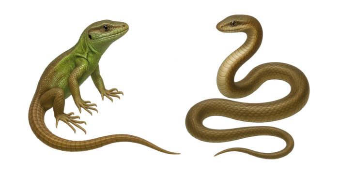 Illustration of the evolutionary shift from lizard to snake.