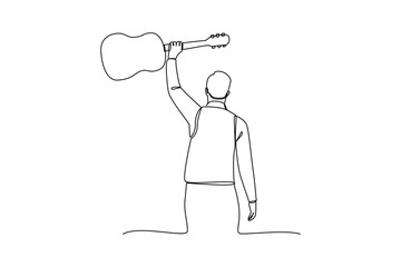 Simple continuous line draw of all about concert. Simple line, creativity, vector.