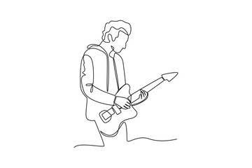 Simple continuous line draw of all about concert. Simple line, creativity, vector.