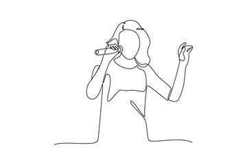 Simple continuous line draw of all about concert. Simple line, creativity, vector.