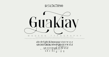 Typography beauty fashion elegant minimalist serif italic fonts decorative wedding vintage retro logos. Minimal luxury font alphabet logo. Vector illustration.