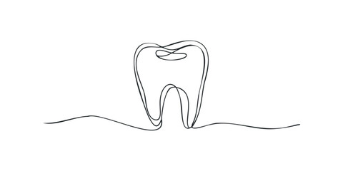 Single line drawing of a human tooth