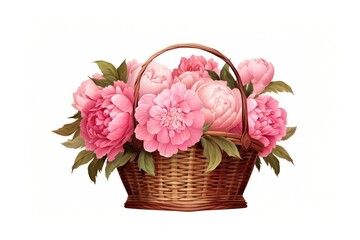 Obraz premium Flower basket wicker plant.