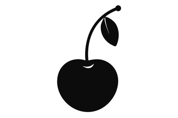 Cherry fruit silhouette vector, Cherry black symbol
