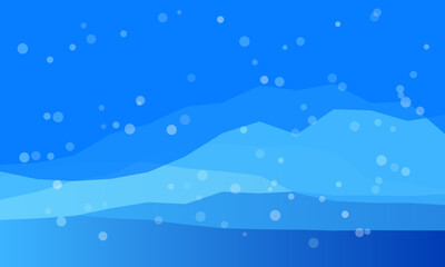 Abstract blue landscape with floating bubbles