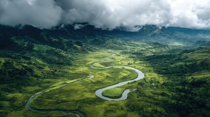 Winding road through mountains with scenic cliffs, green hills, and clear sky showing adventure travel isolated on white background