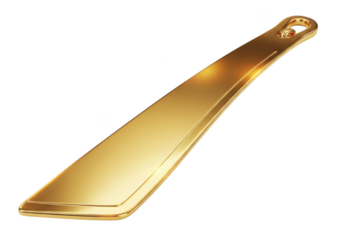 Golden shoe horn isolated on transparent background - Powered by Adobe