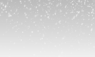 Snow overlay with falling scattered snowflakes on transparent background