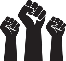 PrintThree black fists raised in solidarity and protest © Md