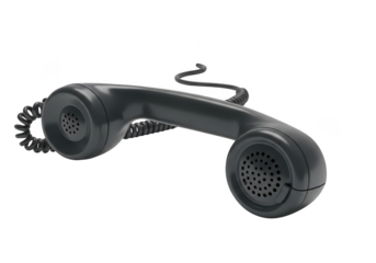 Vintage black telephone receiver isolated on transparent background