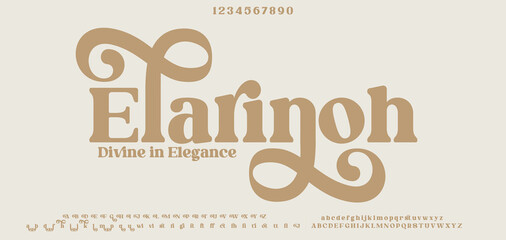 Classic typography elegant. Lettering minimal fashion designs. Alphabet uppercase, ampersand, ligatures. Vector illustration word.