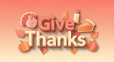 Warm thankfulness message in bright orange tones with seasonal decorations