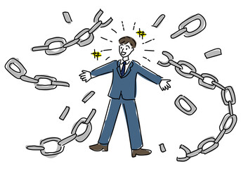 鎖を解き放つ会社員、退職・転職のイメージ © RURIBYAKU