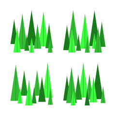 Stylized Green Tree Collection Illustration