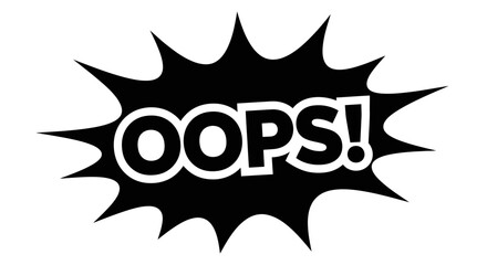 Black comic book burst with the word oops inside graphic design
