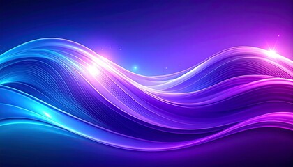 Abstract vibrant wave design in blue and purple hues with glowing highlights, creates dynamic and fluid aesthetic